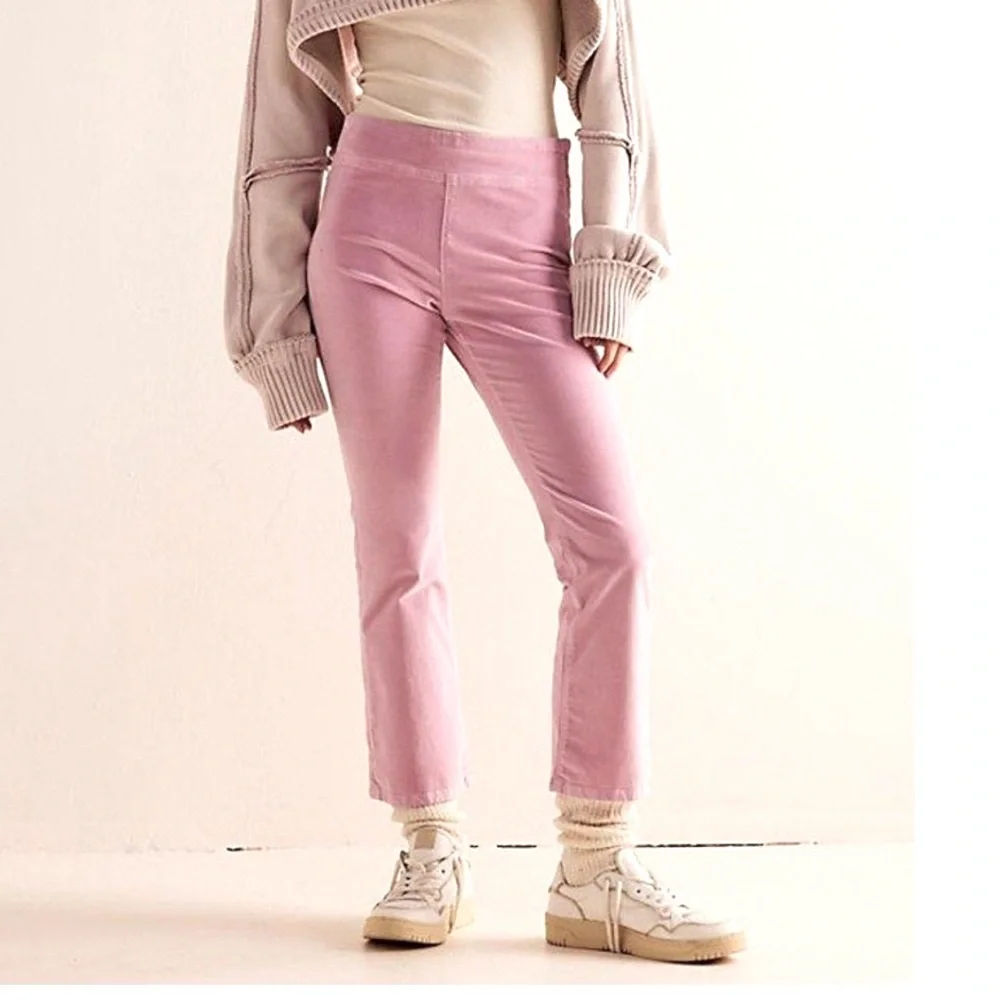 Free People | In My Feelings Velvet Crop Slim Flare Size L